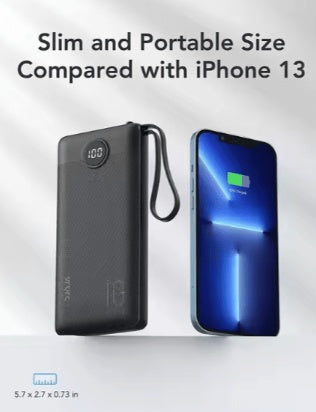 Portable Power Bank 10000mAh – Fast Charging, Built-In Cables & Digital Display