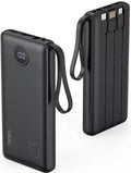 Portable Power Bank 10000mAh – Fast Charging, Built-In Cables & Digital Display
